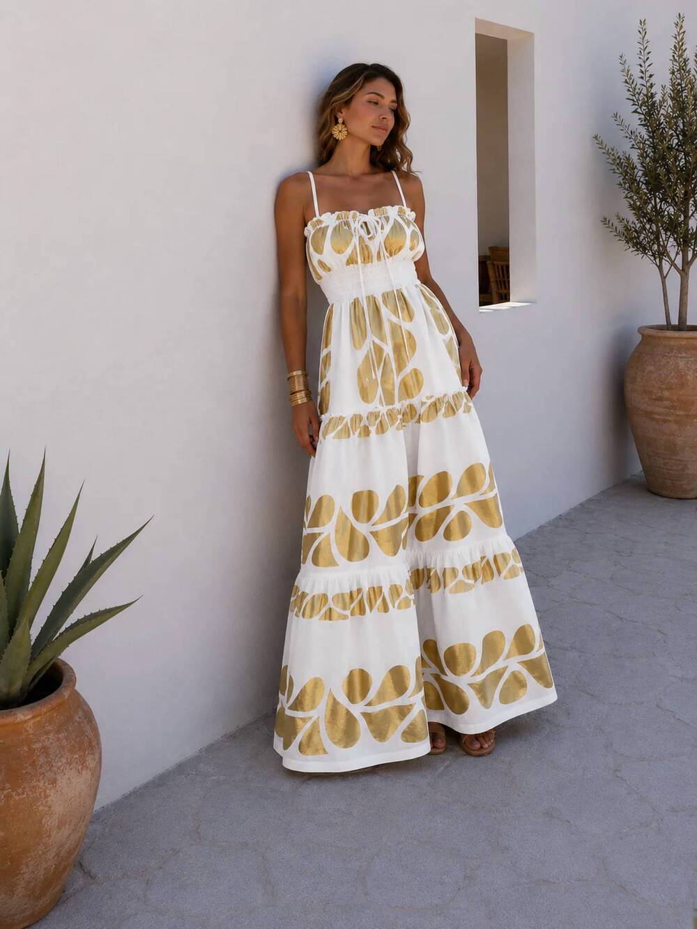 NEW MYSTERY RESORT thalassa maxi dress in gold
